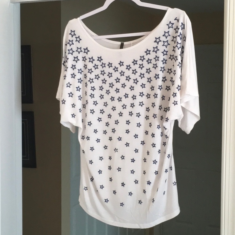 White Star Patterned Women's Top